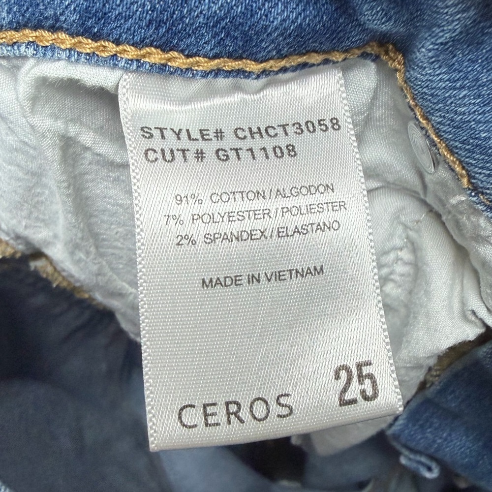 EUC CEROS Frayed Hem Denim Blue Jeans Size 25 - Picture 6 of 6